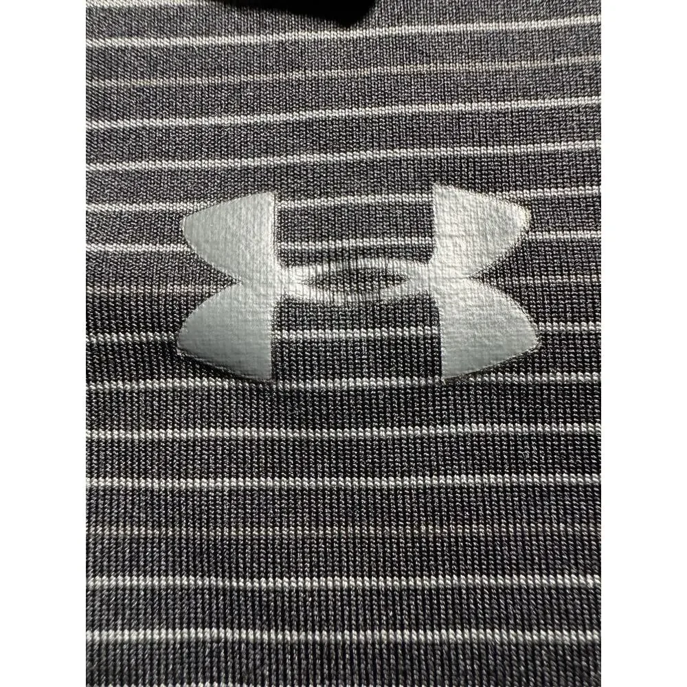 Under Armour Boys YXL Gray Stripe HeatGear Golf Polo Shirt
